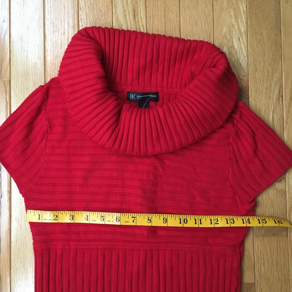 NWT INC International Concepts Red Cowl Neck Short Sleeve Blouse Size MP - Picture 4 of 6